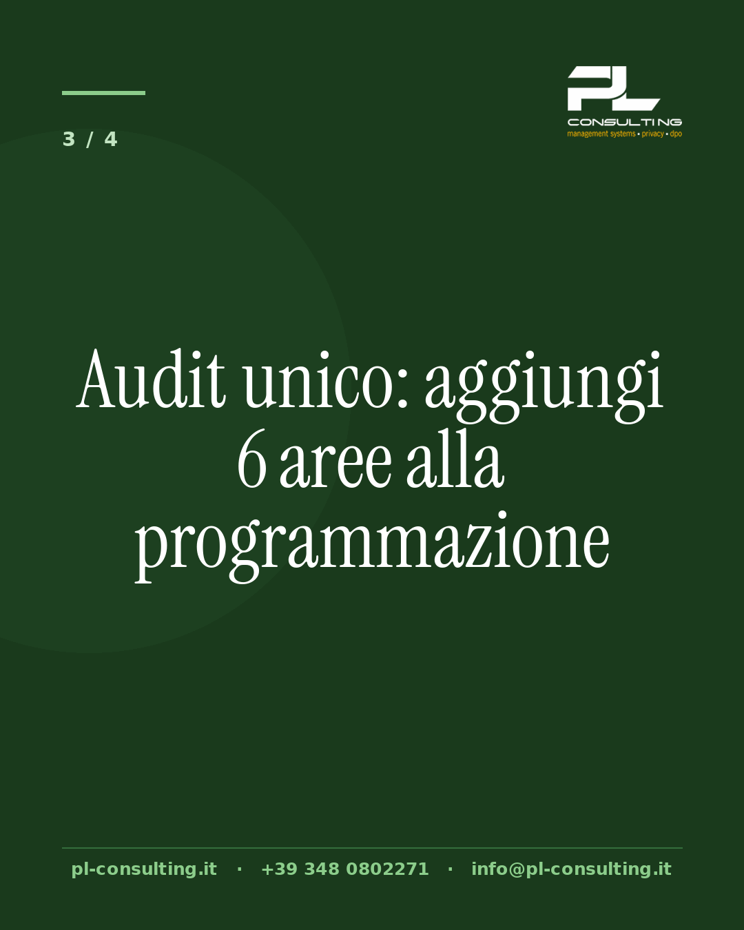 Audit unico: aggiungi 6 aree alla programmazione