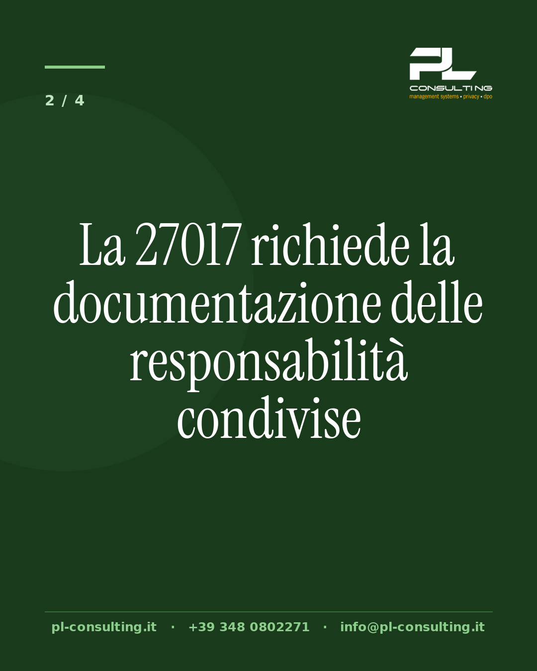 La 27017 richiede la documentazione delle responsabilità condivise