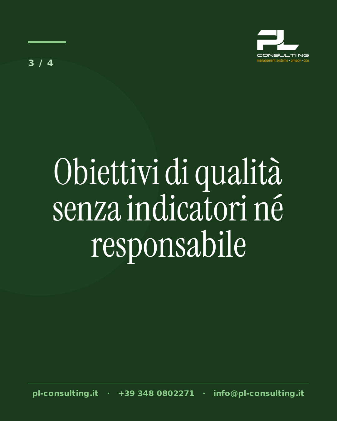 Obiettivi di qualità senza indicatori né responsabile