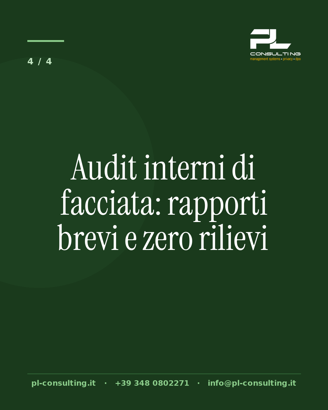 Audit interni di facciata: rapporti brevi e zero rilievi