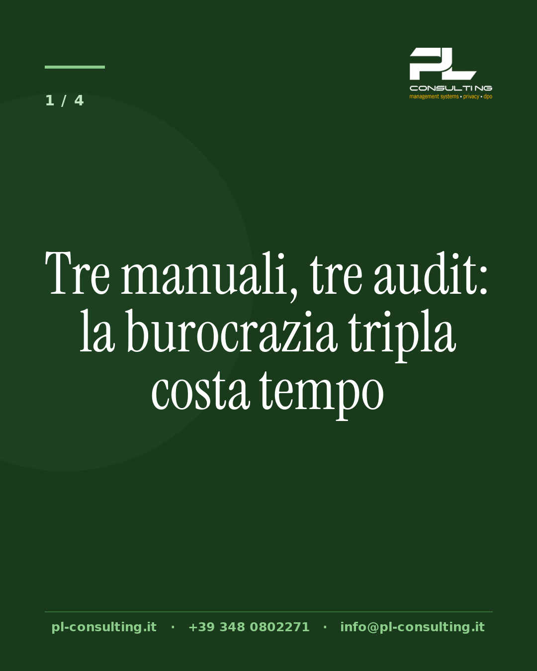 Tre manuali, tre audit: la burocrazia tripla costa tempo