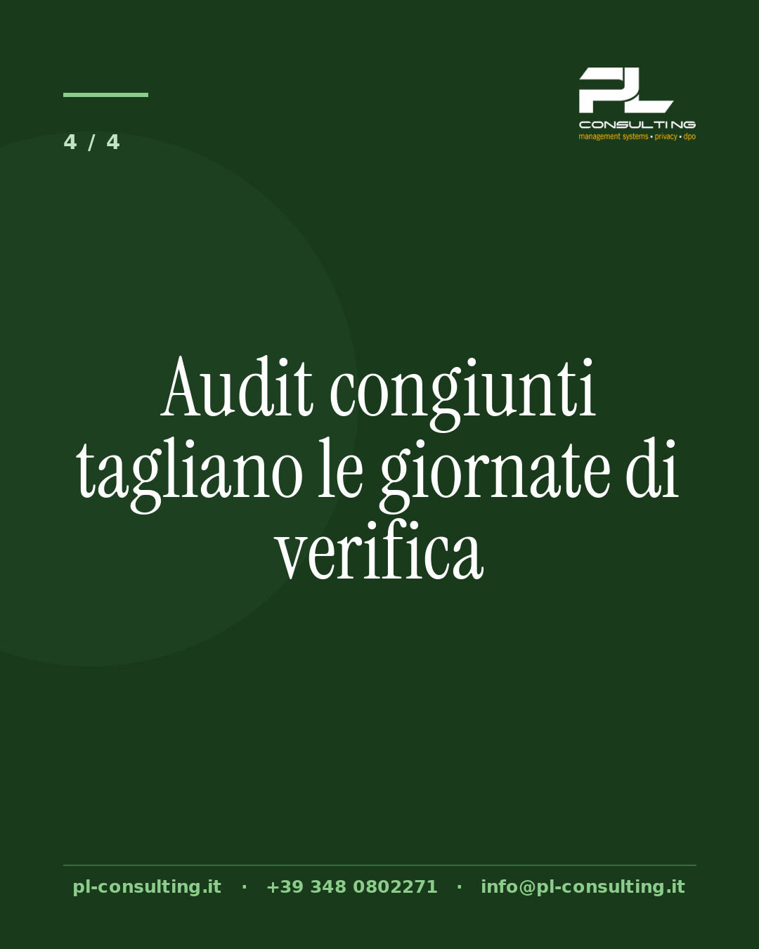 Audit congiunti tagliano le giornate di verifica