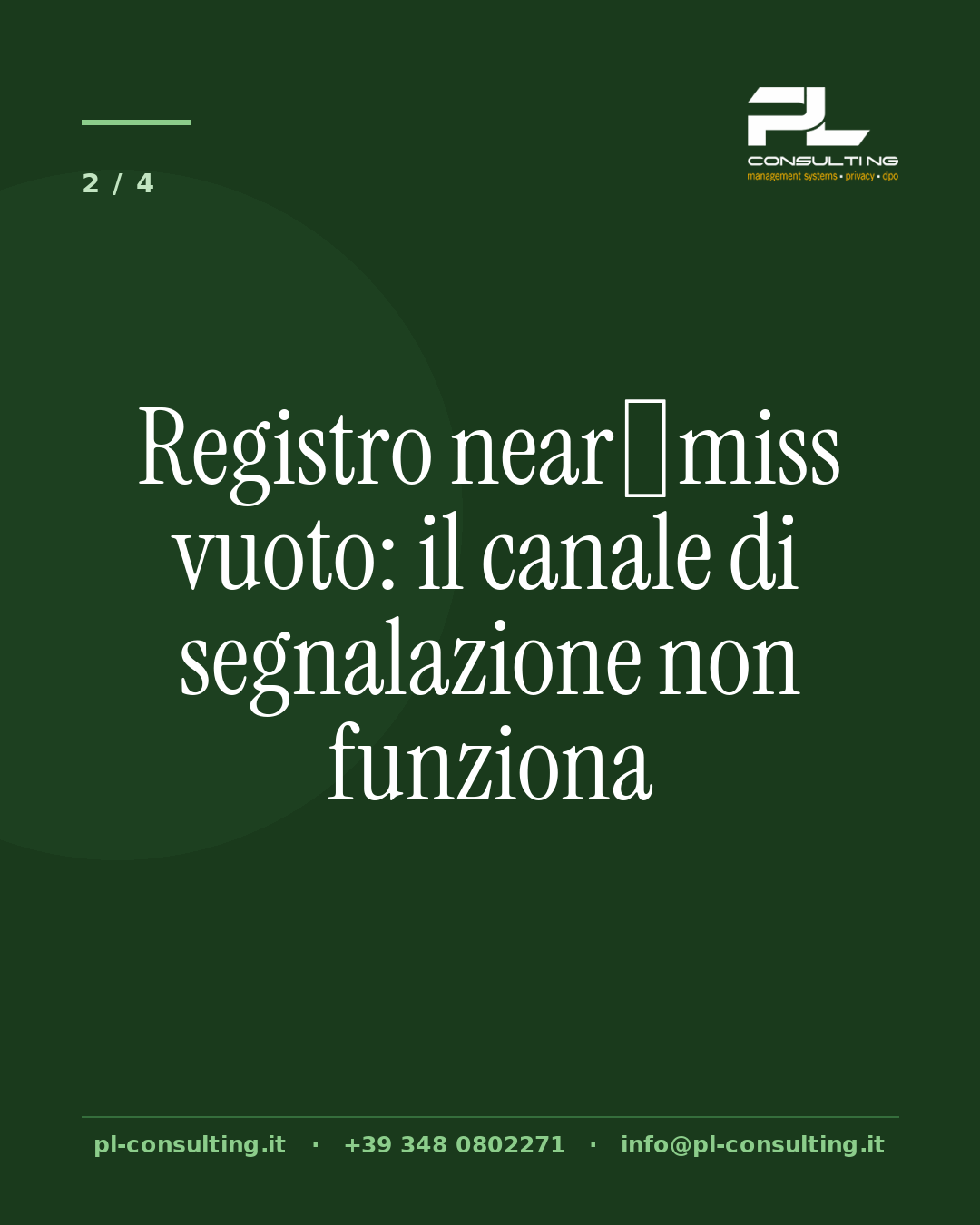 Registro near‑miss vuoto: il canale di segnalazione non funziona