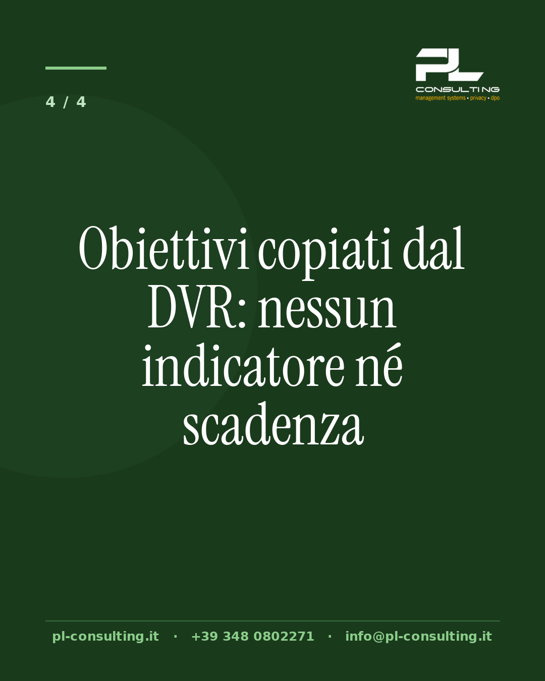 Obiettivi copiati dal DVR: nessun indicatore né scadenza