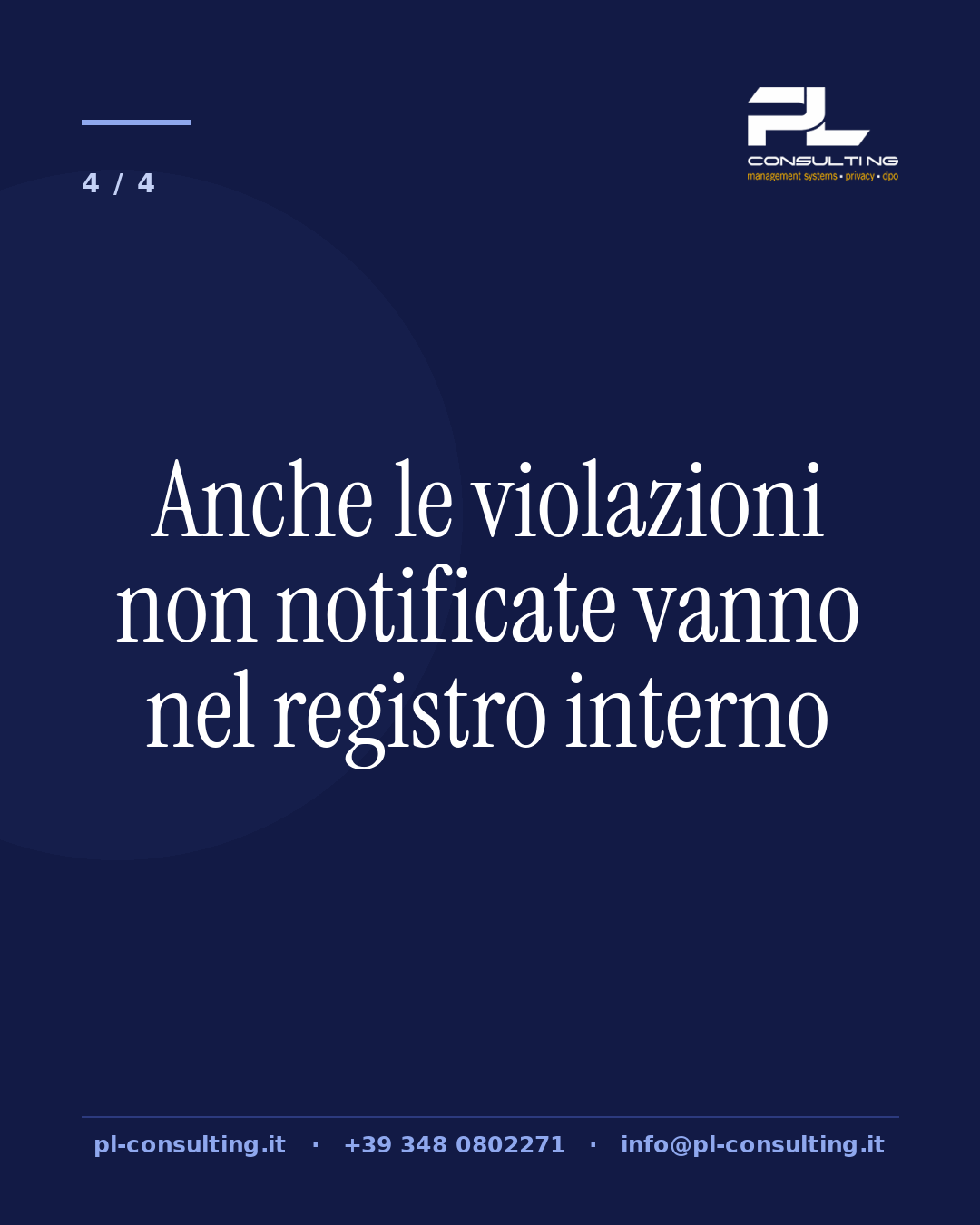 Anche le violazioni non notificate vanno nel registro interno