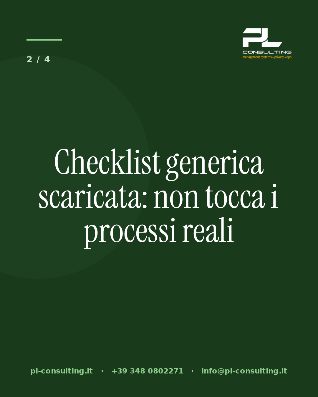Checklist generica scaricata: non tocca i processi reali