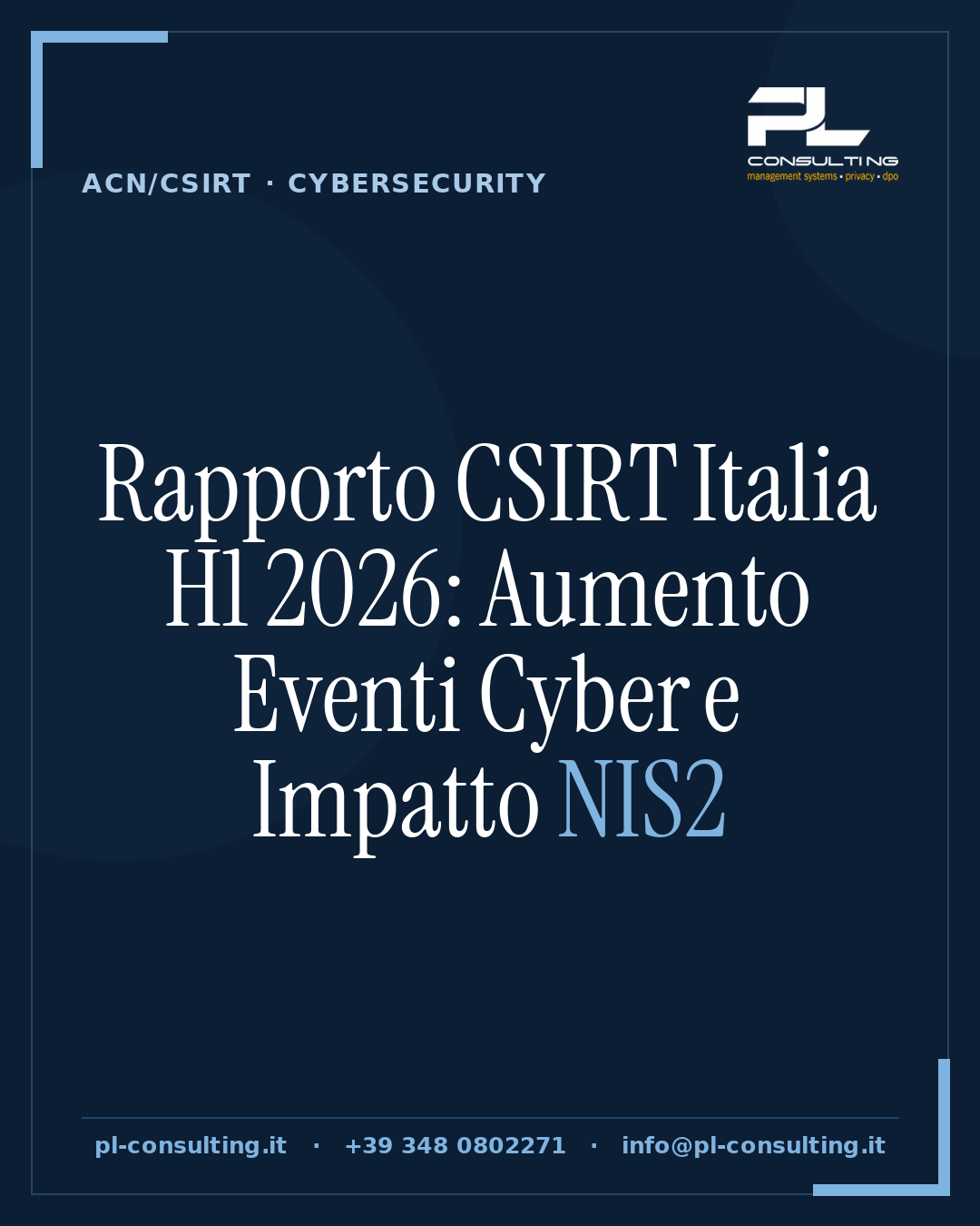 Rapporto CSIRT Italia H1 2026: Aumento Eventi Cyber e Impatto NIS2