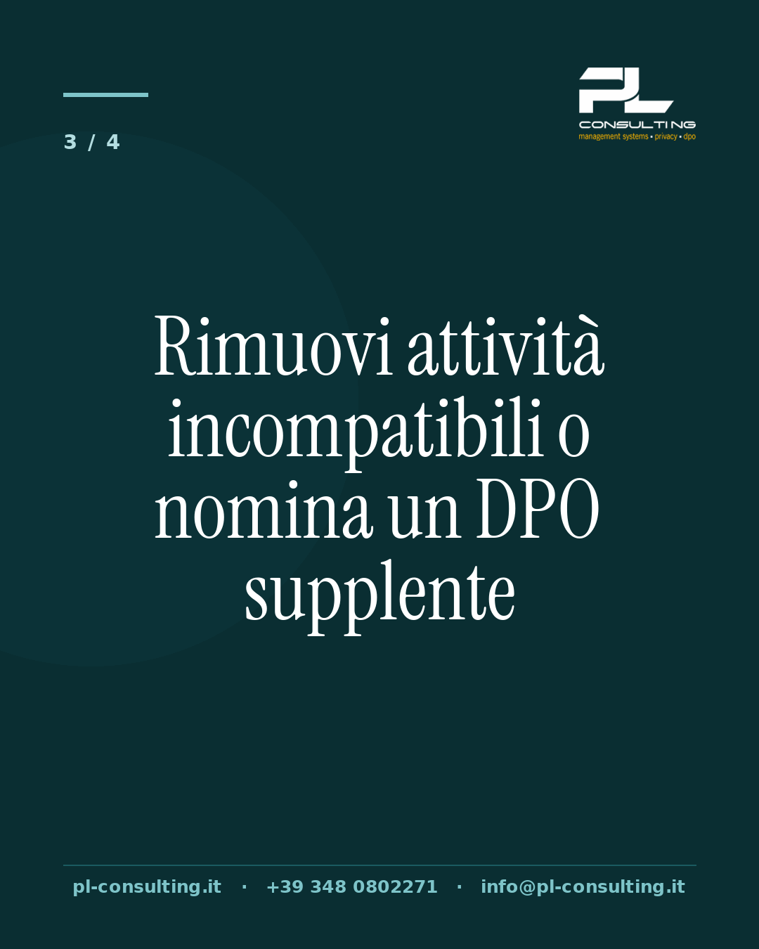 Rimuovi attività incompatibili o nomina un DPO supplente