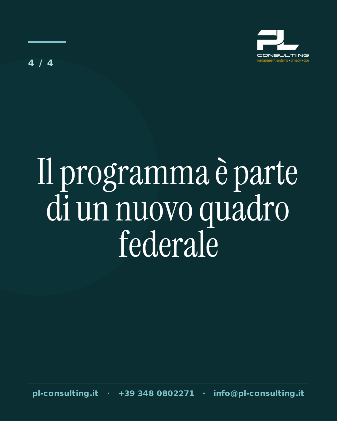 Il programma è parte di un nuovo quadro federale