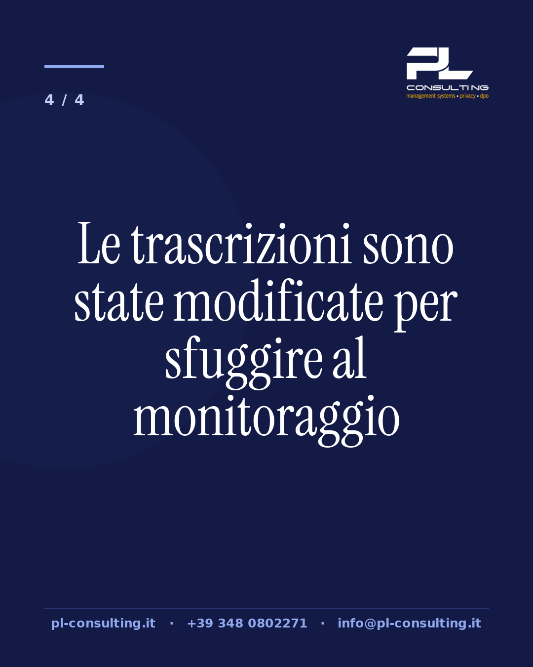 Le trascrizioni sono state modificate per sfuggire al monitoraggio