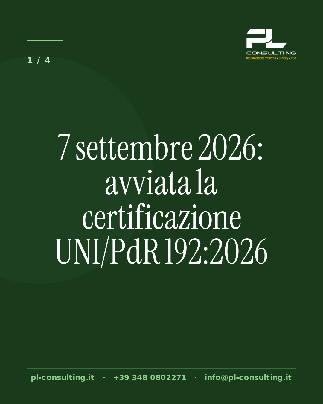 7 settembre 2026: avviata la certificazione UNI/PdR 192:2026