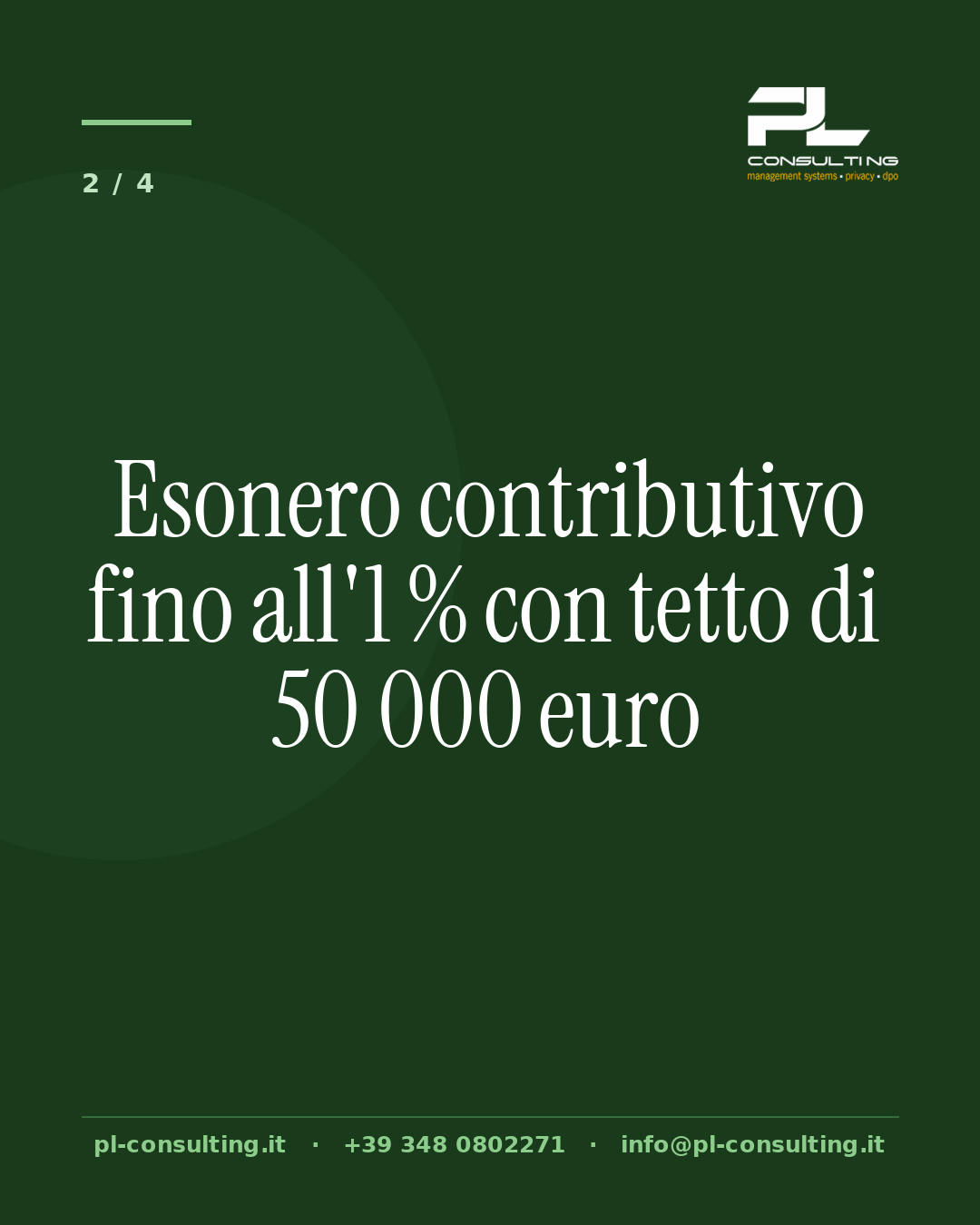 Esonero contributivo fino all'1 % con tetto di 50 000 euro