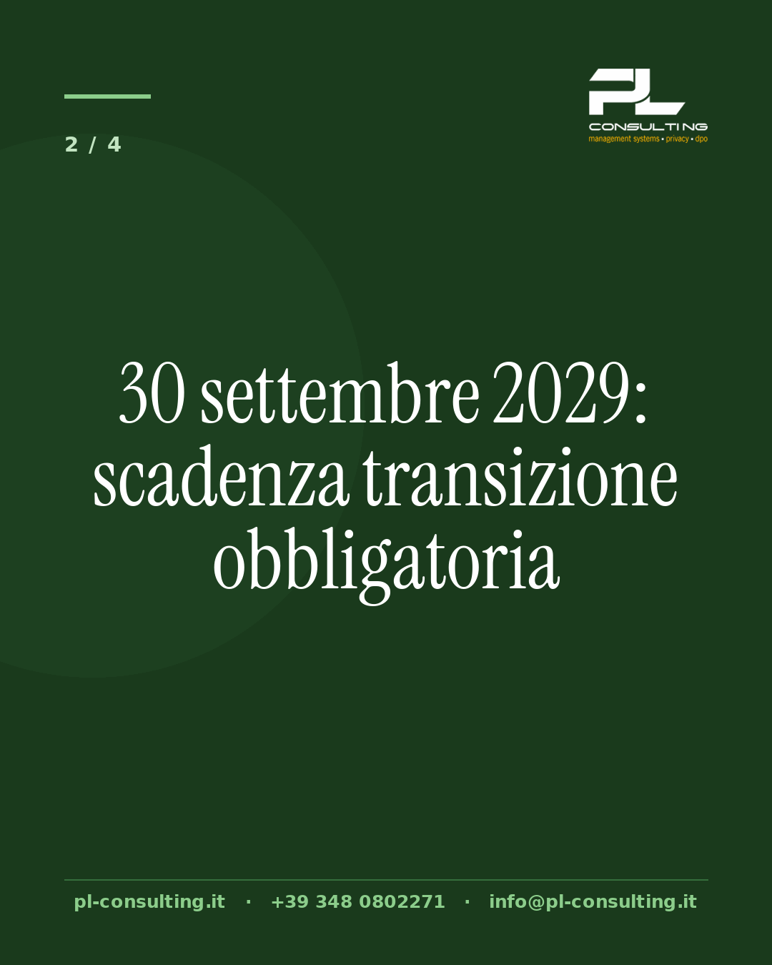 30 settembre 2029: scadenza transizione obbligatoria