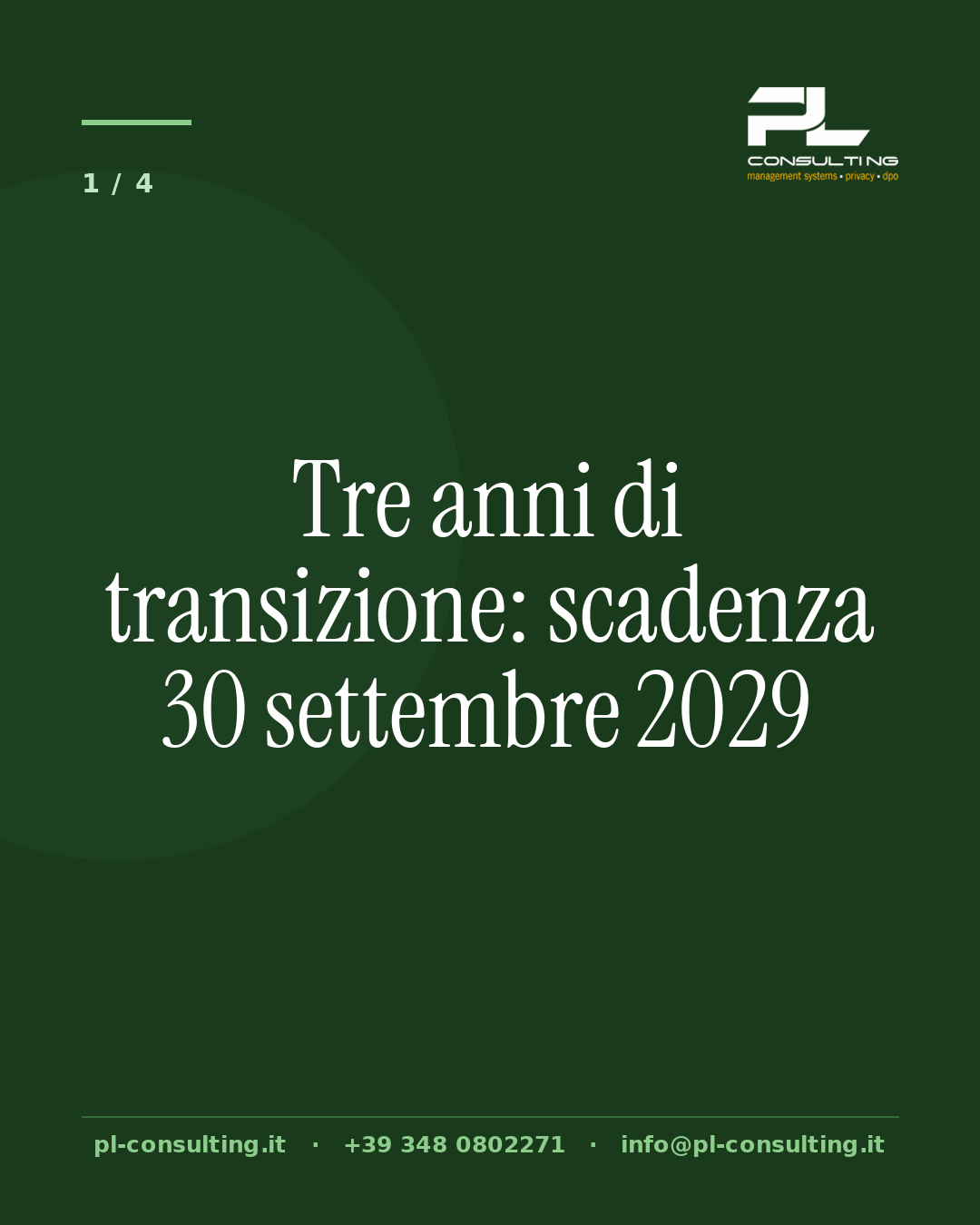 Tre anni di transizione: scadenza 30 settembre 2029