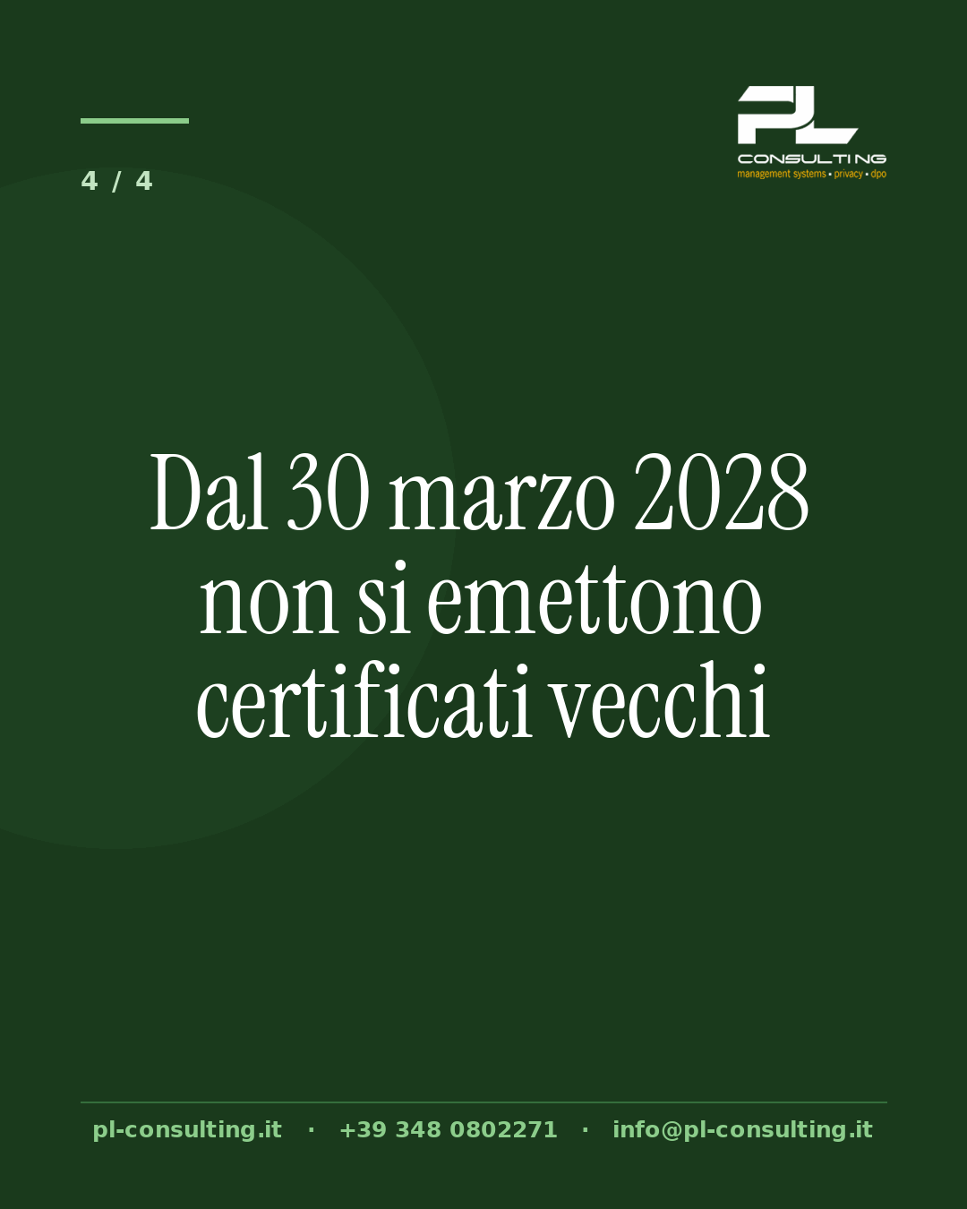 Dal 30 marzo 2028 non si emettono certificati vecchi