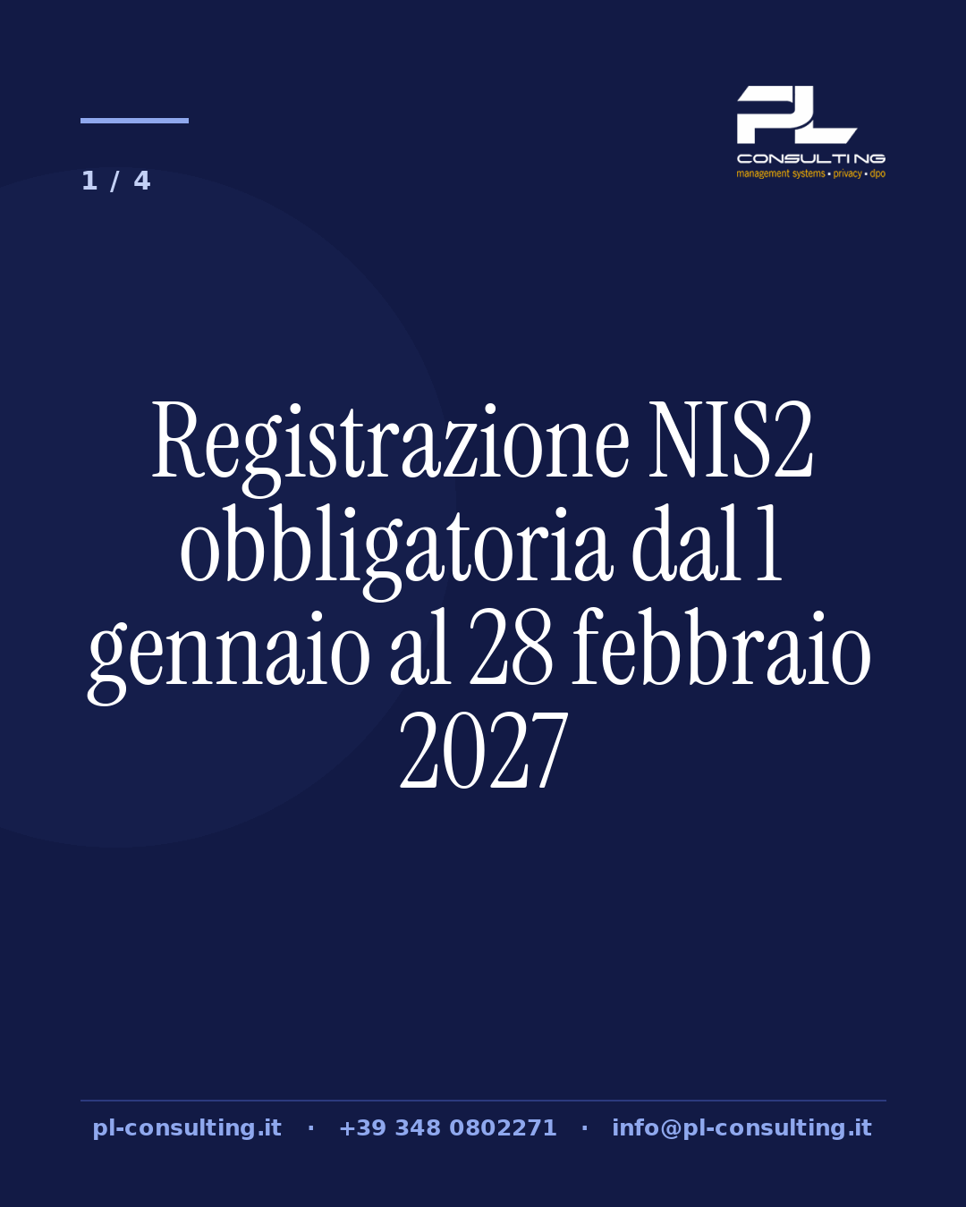 Registrazione NIS2 obbligatoria dal 1 gennaio al 28 febbraio 2027