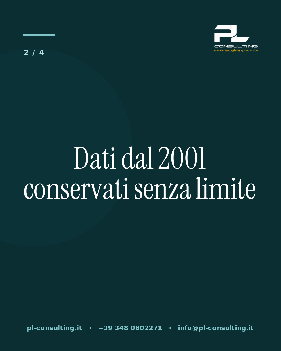 Dati dal 2001 conservati senza limite