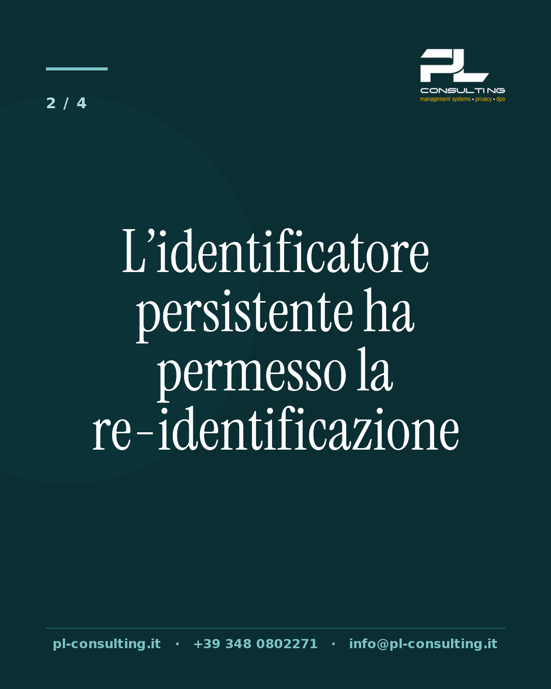 L’identificatore persistente ha permesso la re‑identificazione