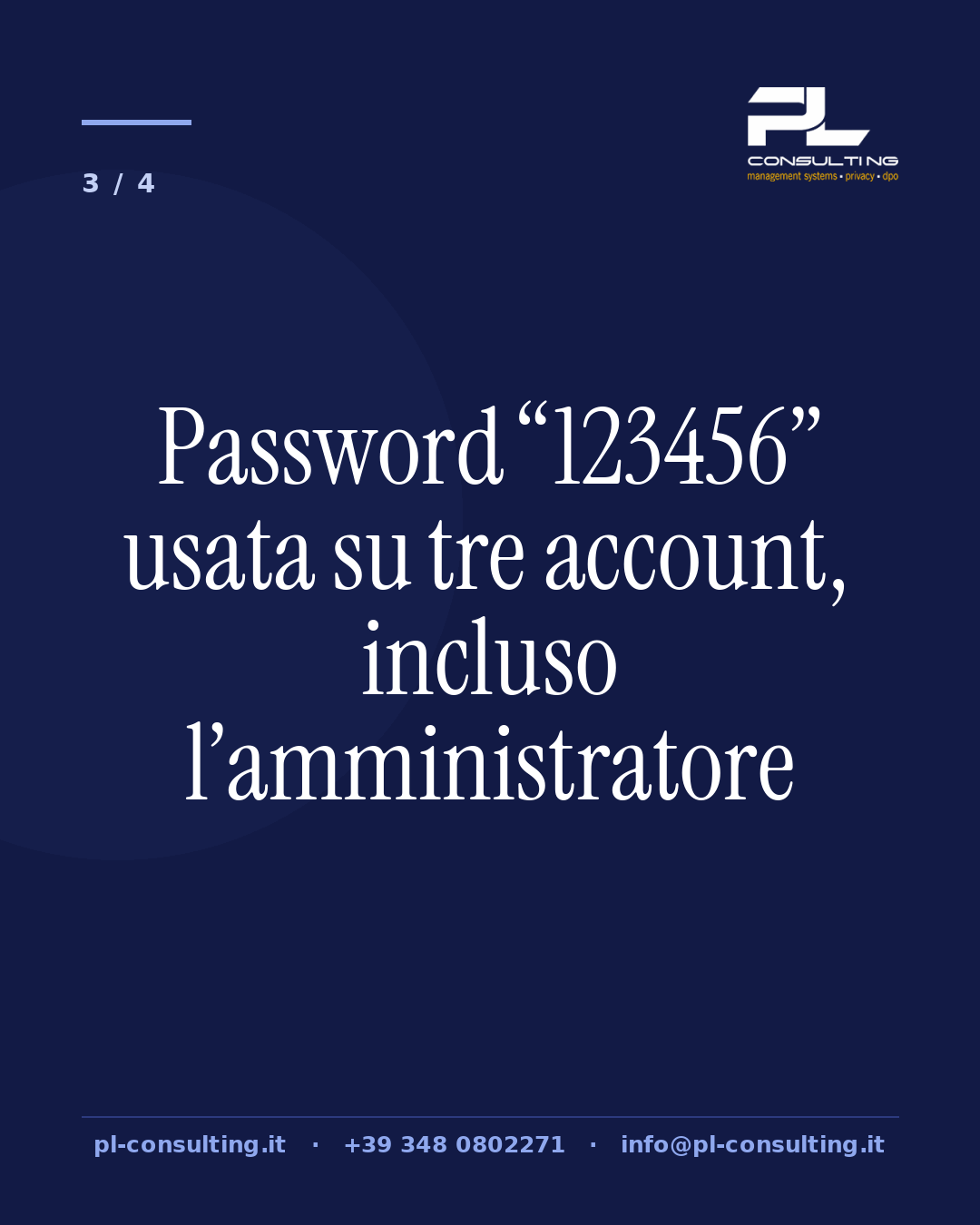 Password “123456” usata su tre account, incluso l’amministratore