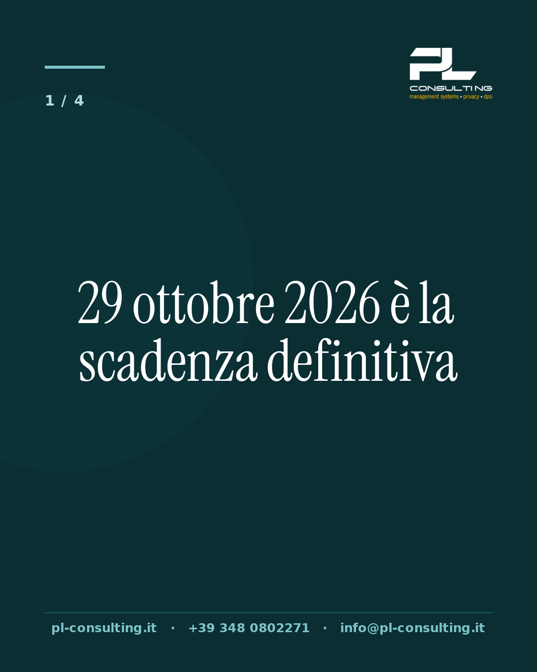 29 ottobre 2026 è la scadenza definitiva