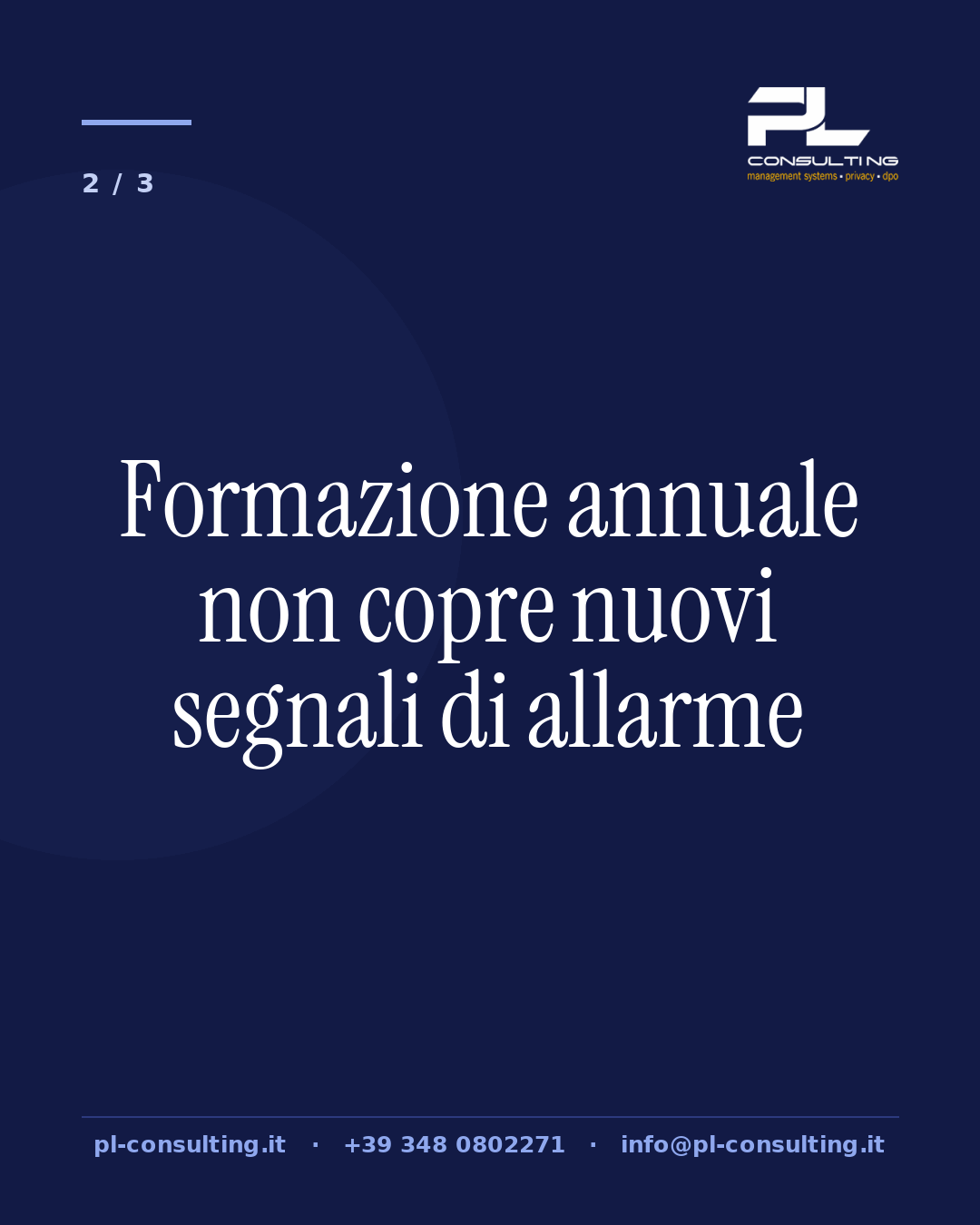 Formazione annuale non copre nuovi segnali di allarme